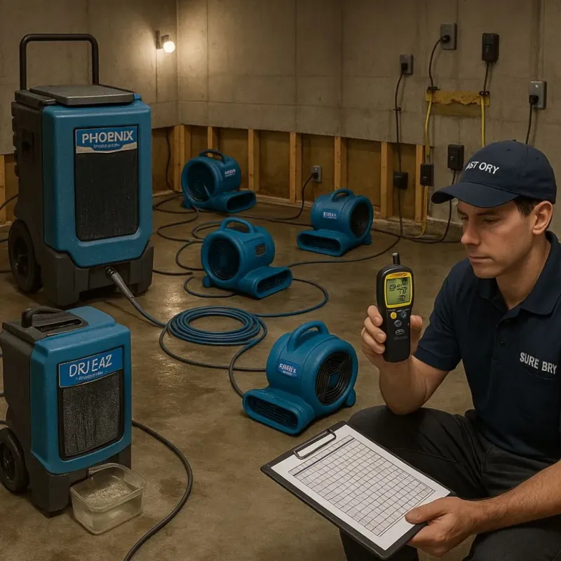 Structural Drying and Dehumidification process in East Bridgewater, MA